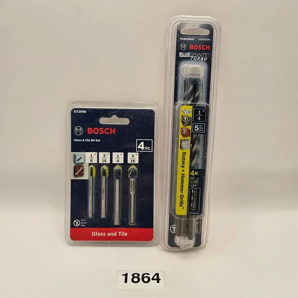 BOSCH GT2000 GLASS & TILE BIT + HCBG0605T 1/4X6 ROTARY HAMMER DRILL 5PC NIB